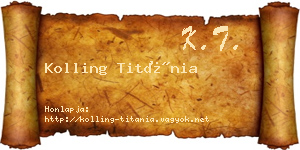 Kolling Titánia névjegykártya